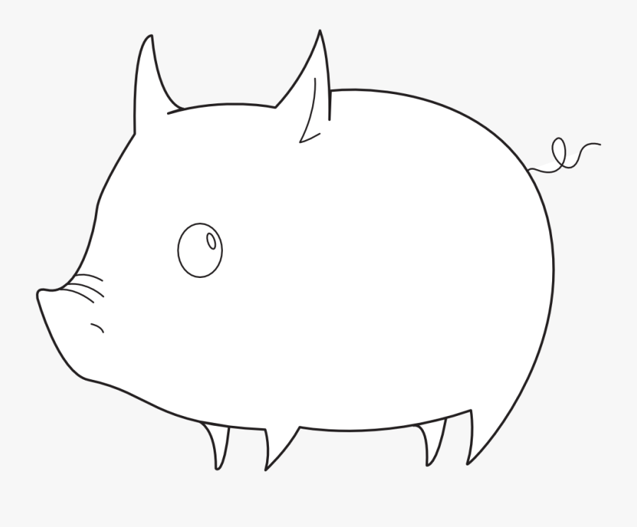 Magenta Pig Black White Clipartist - Cartoon, Transparent Clipart