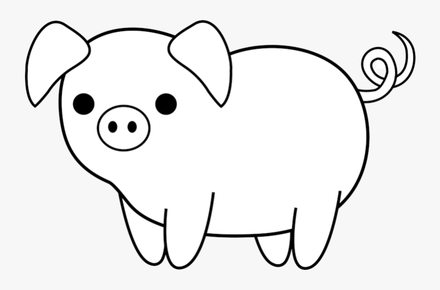 Pig Cute Black And White Clip Art Clipart Transparent - Clipart Transparent Farm Animals, Transparent Clipart