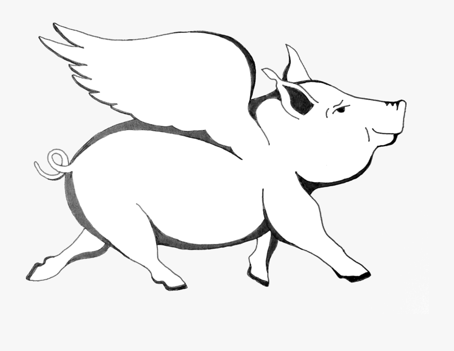 Clip Art Drawing A Pig - Clipart Transparent Flying Pigs, Transparent Clipart