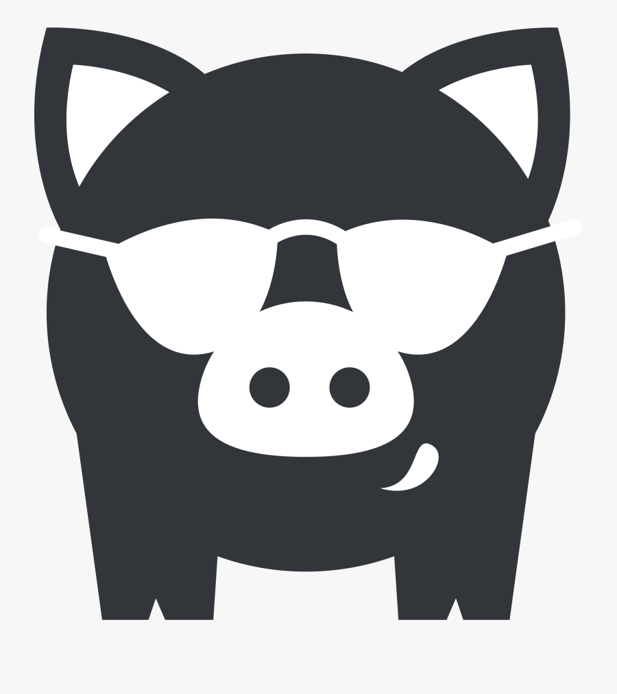 Transparent Pig Clipart Outline - Pig With Sunglasses Silhuoette, Transparent Clipart