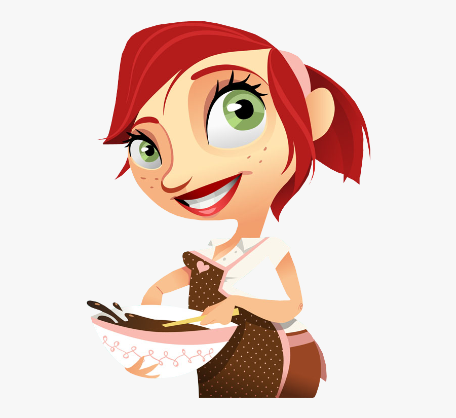 A Woman Bake Her Cake - Cartoon, Transparent Clipart