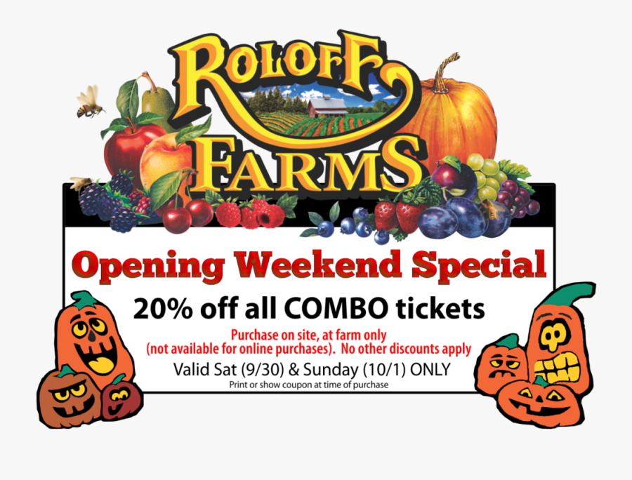 20% Off Combo On Opening Weekend Coupon - Roloff Farms Logo, Transparent Clipart