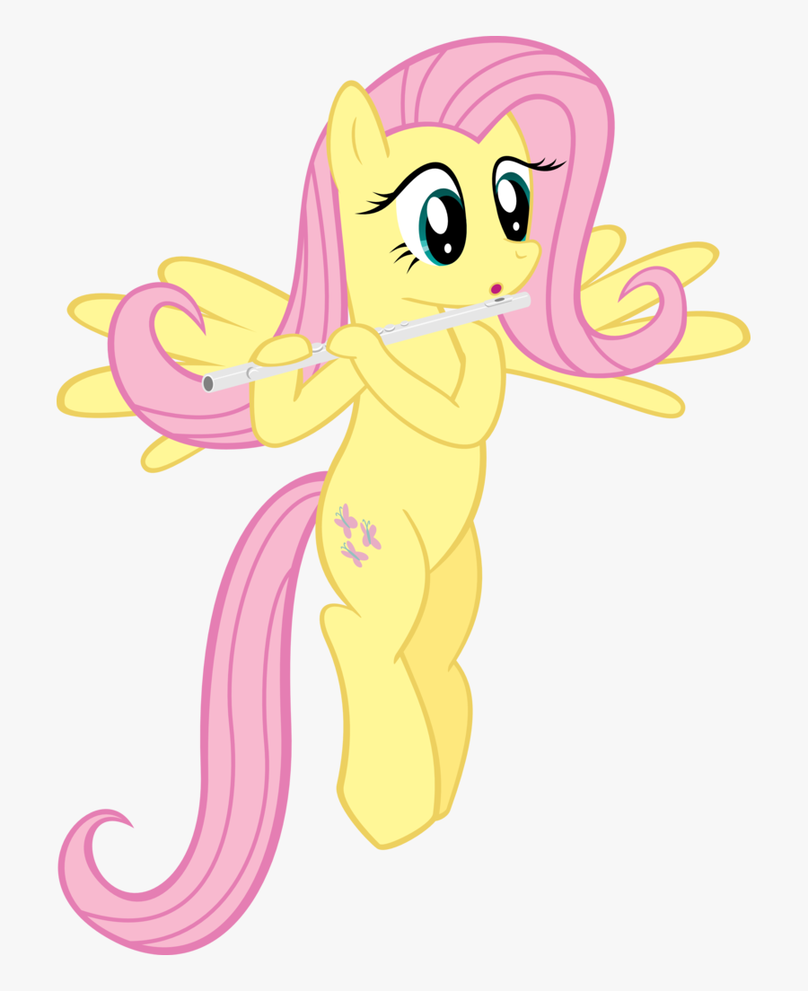 Supermatt314, Female, Flute, Fluttershy, Flying, Instrument, - Fluttershy Playing The Flute, Transparent Clipart