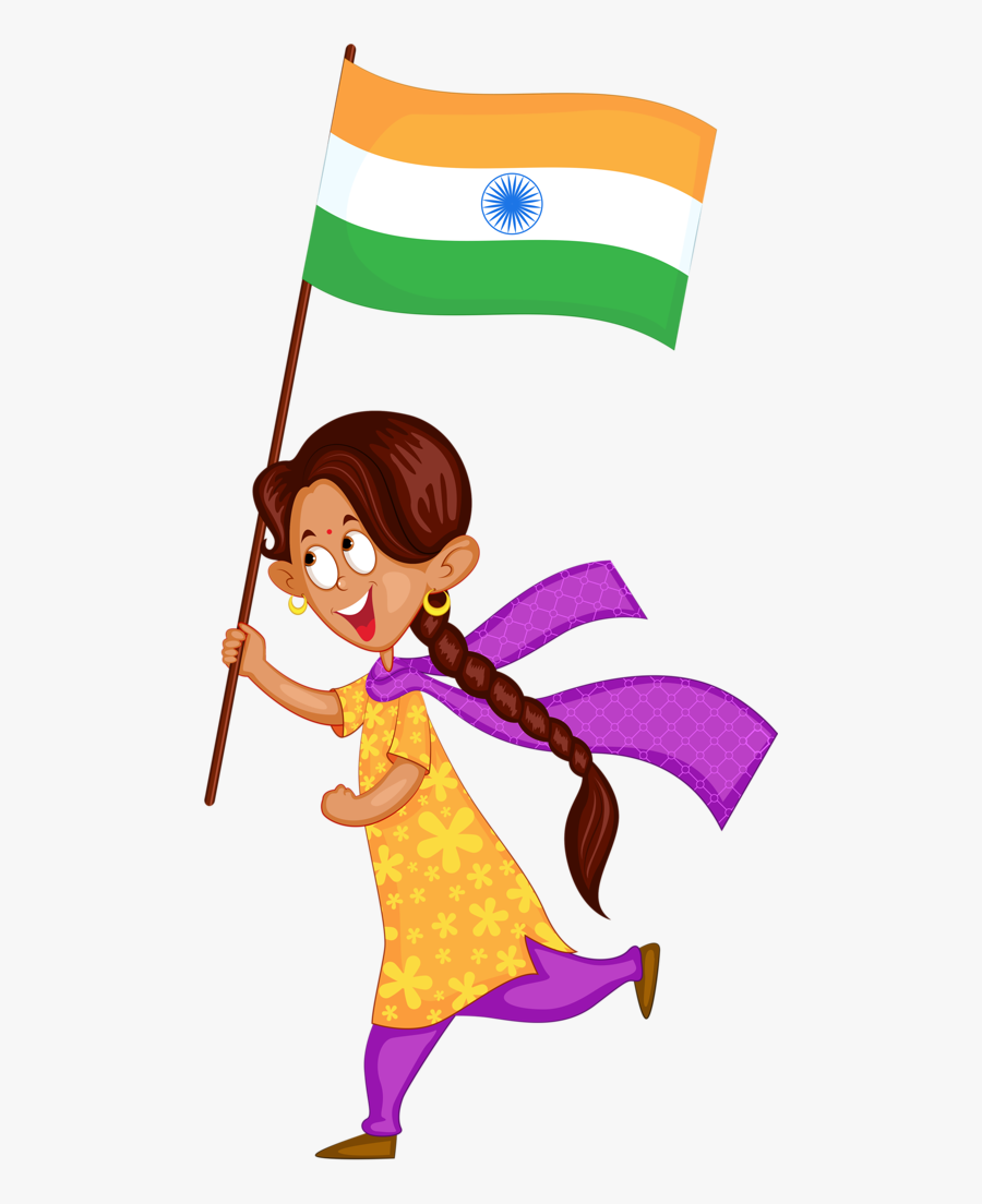 Flutes Clipart Hare Krishna - Girl With Indian Flag, Transparent Clipart