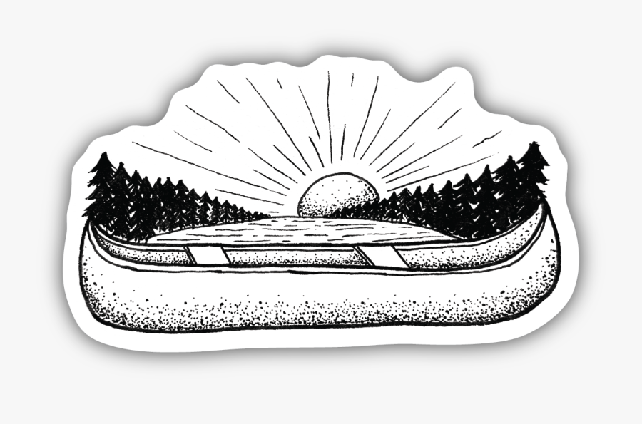 Canoe Sunrise Sticker - Illustration, Transparent Clipart