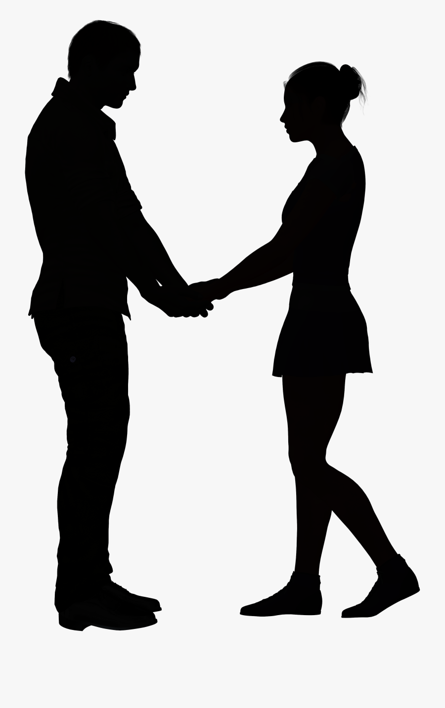 Silhouette Love Clip Art - Couple Silhouette Holding Hands Png, Transparent Clipart