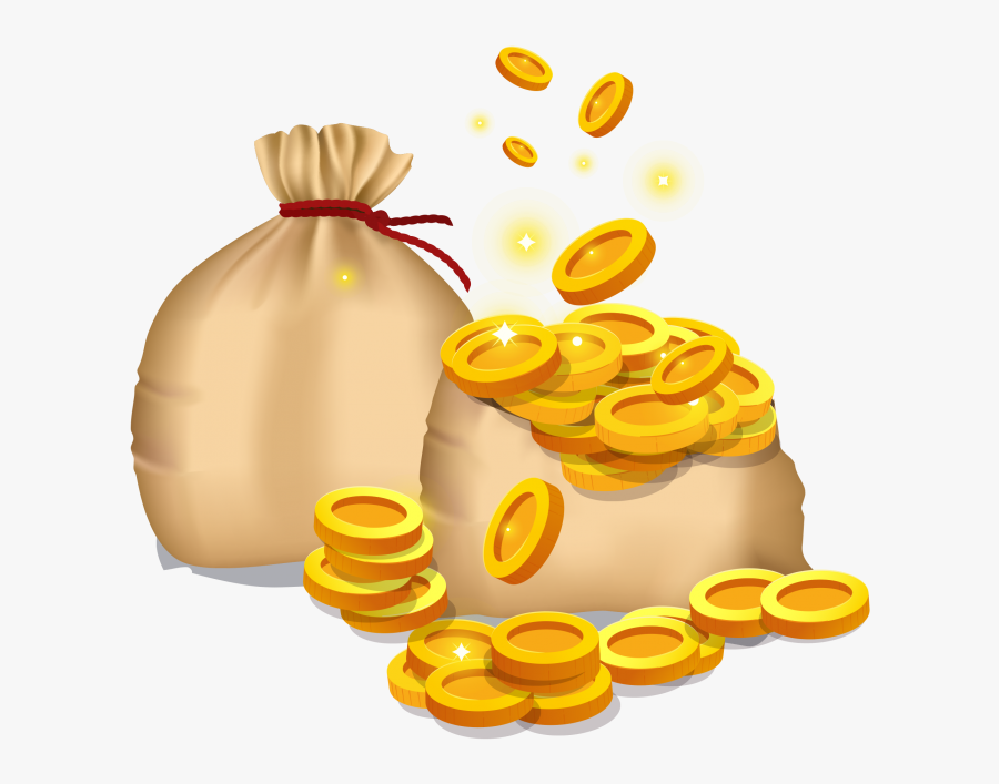 Coins Treasure Transparent Png Image Free Download - Bolsa De Dinero Png, Transparent Clipart