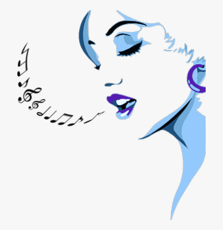 #women #music #singing #face #blue - Singing Singer Clip Art, Transparent Clipart