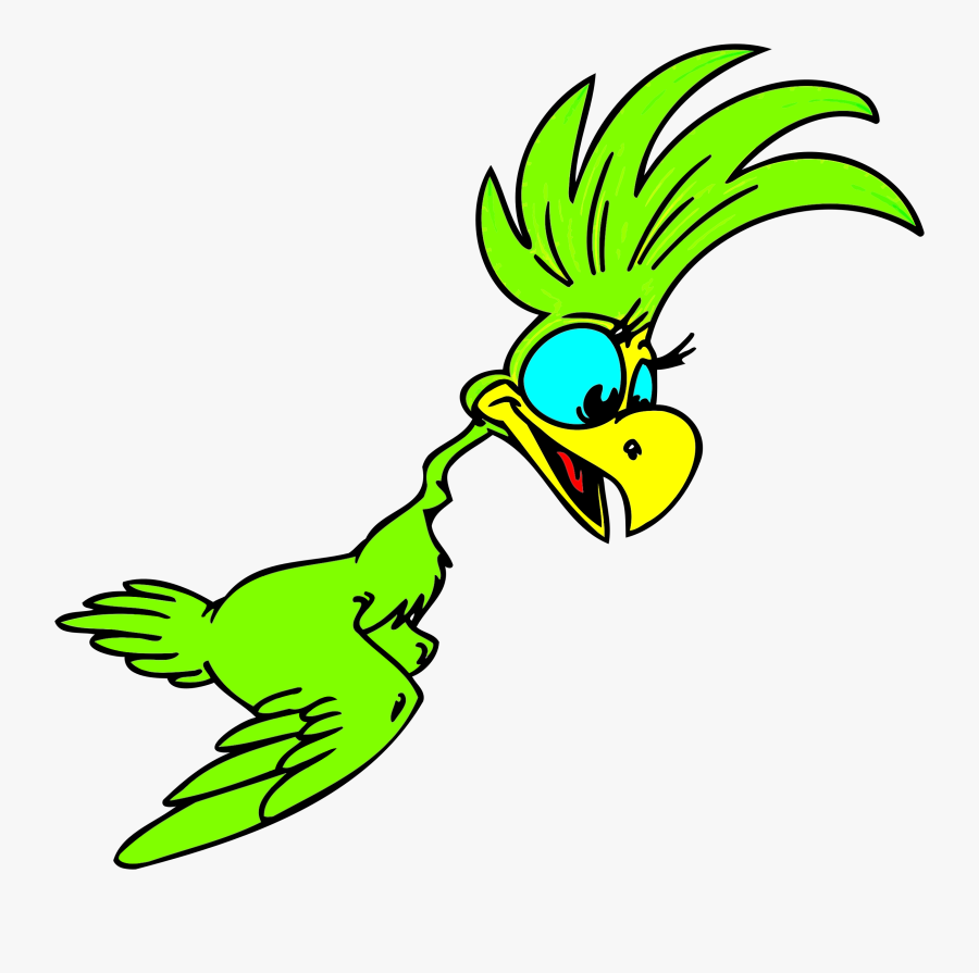 Green Cartoon Parrot Clip Arts - Draw A Cartoon Parrot, Transparent Clipart