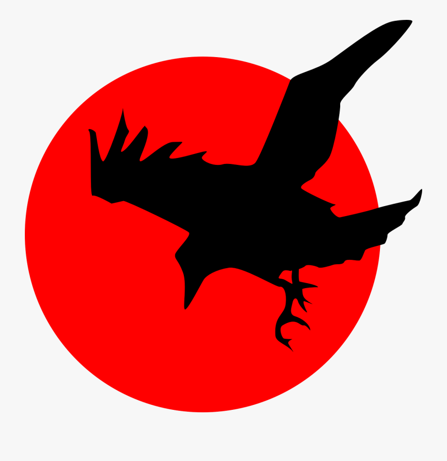 Free Vector Raven On Red Clip Art - Raven Silhouette Png, Transparent Clipart