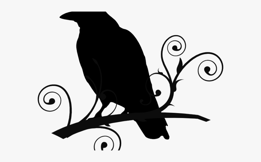 Tribal Clipart Raven - Raven On A Branch Silhouette, Transparent Clipart