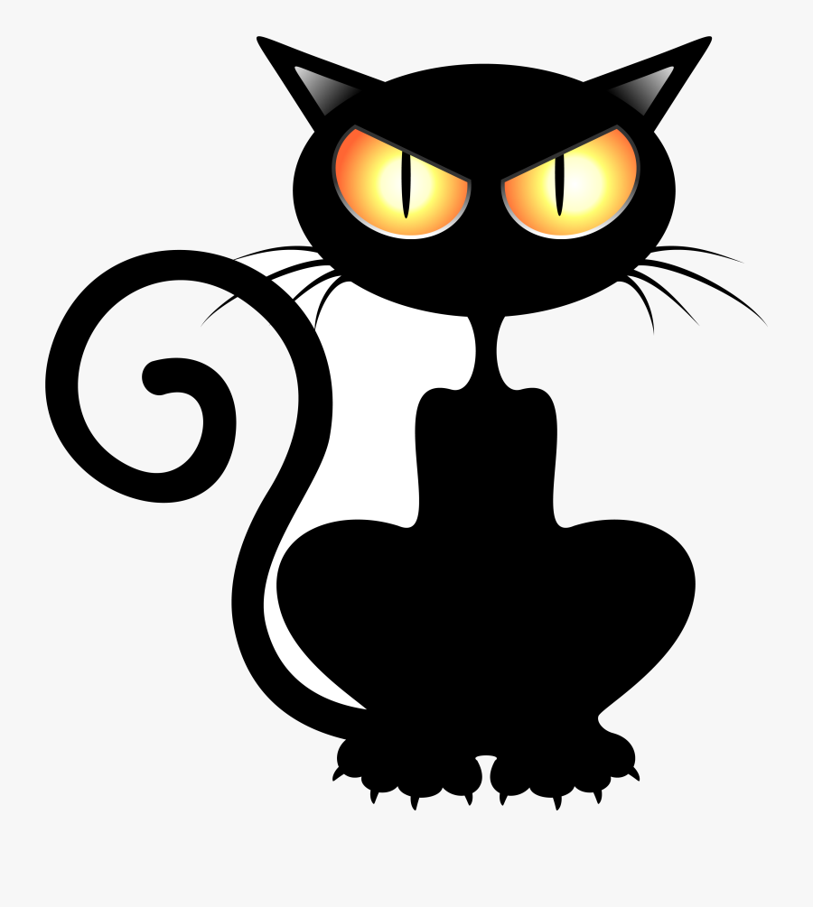 Black Cat Clipart Image Transparent Png - Black Cat In Cartoons, Transparent Clipart