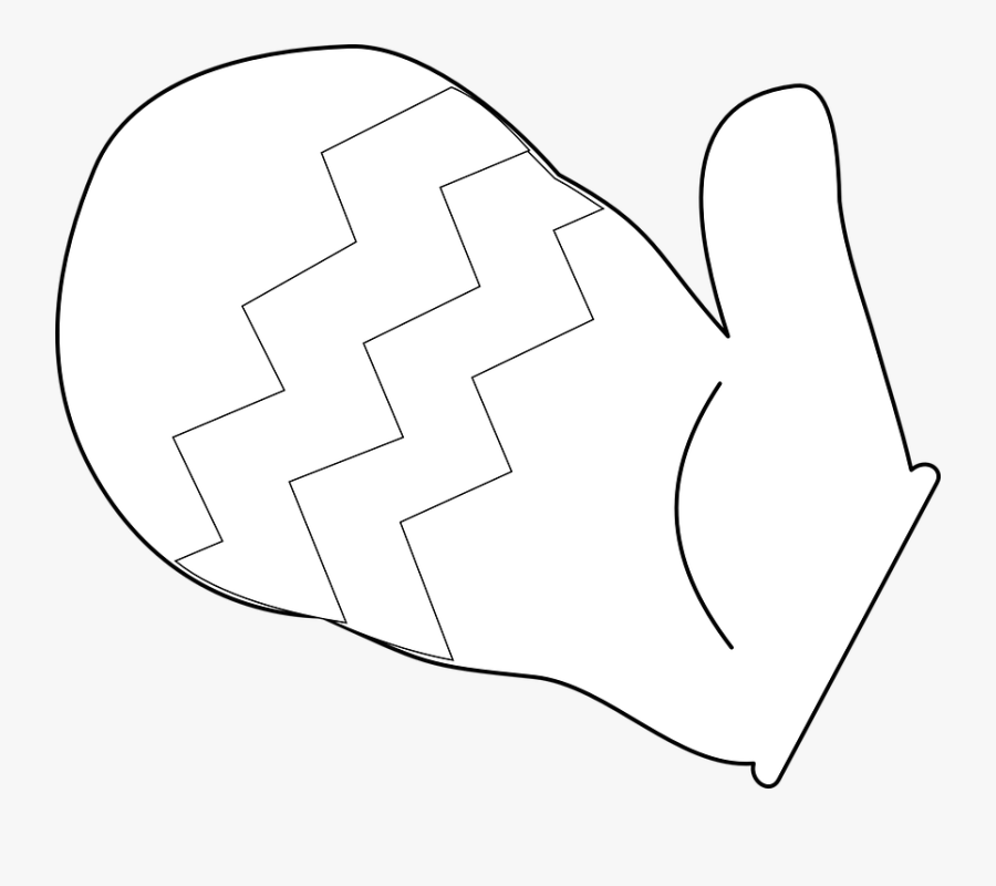 Mittens, Gloves, Outline, White, Clothing, Winter, - Mitten Black And White Transparent, Transparent Clipart