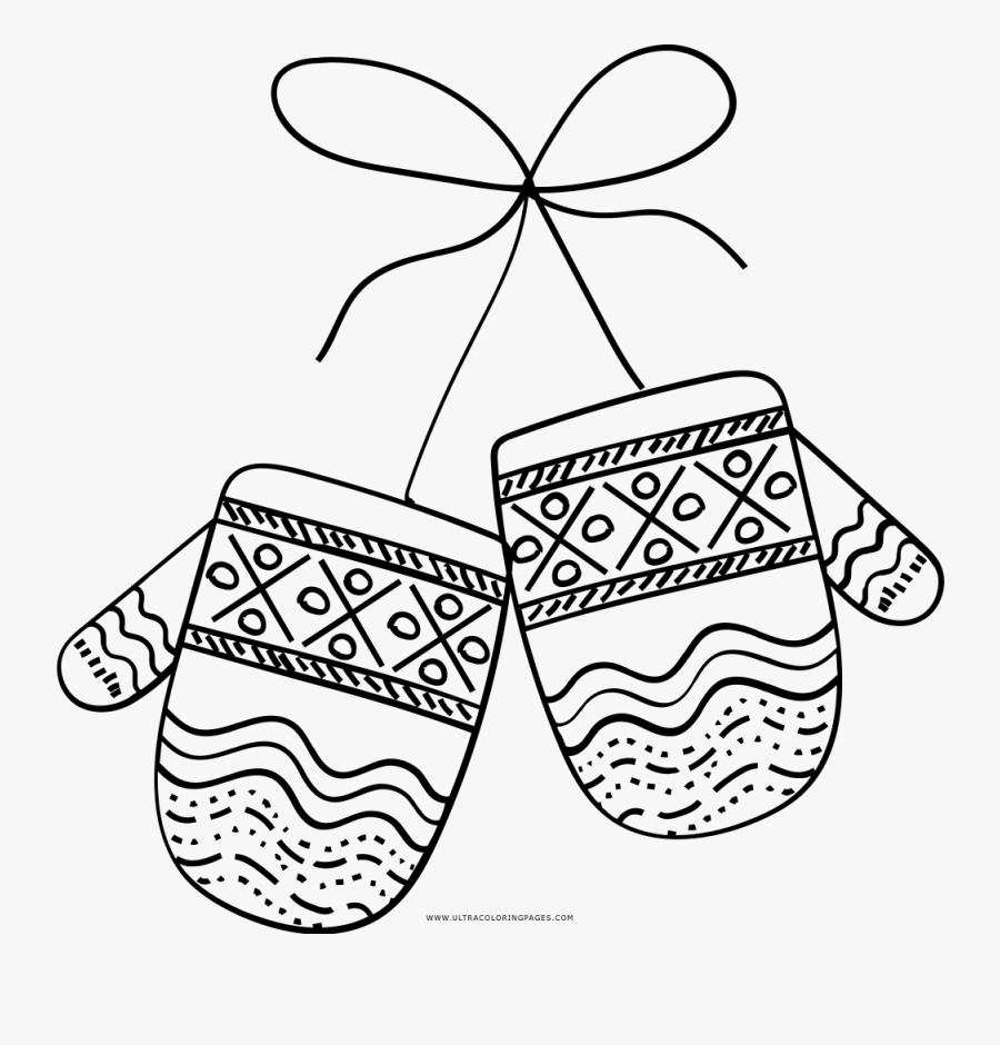 Mitten Coloring Page, Transparent Clipart