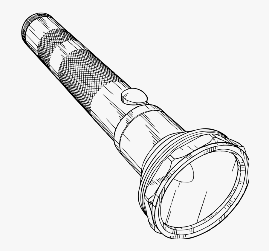 Flashlight Black And White Clipart - Torch Black And White, Transparent Clipart