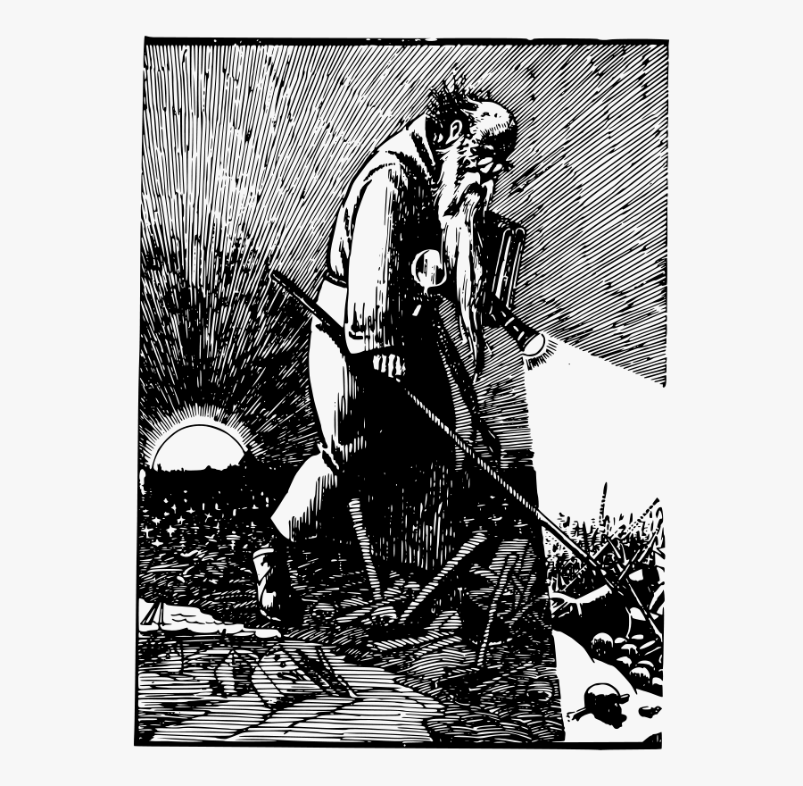 Old Man With A Flashlight - رسم رجل عجوز يمشي, Transparent Clipart