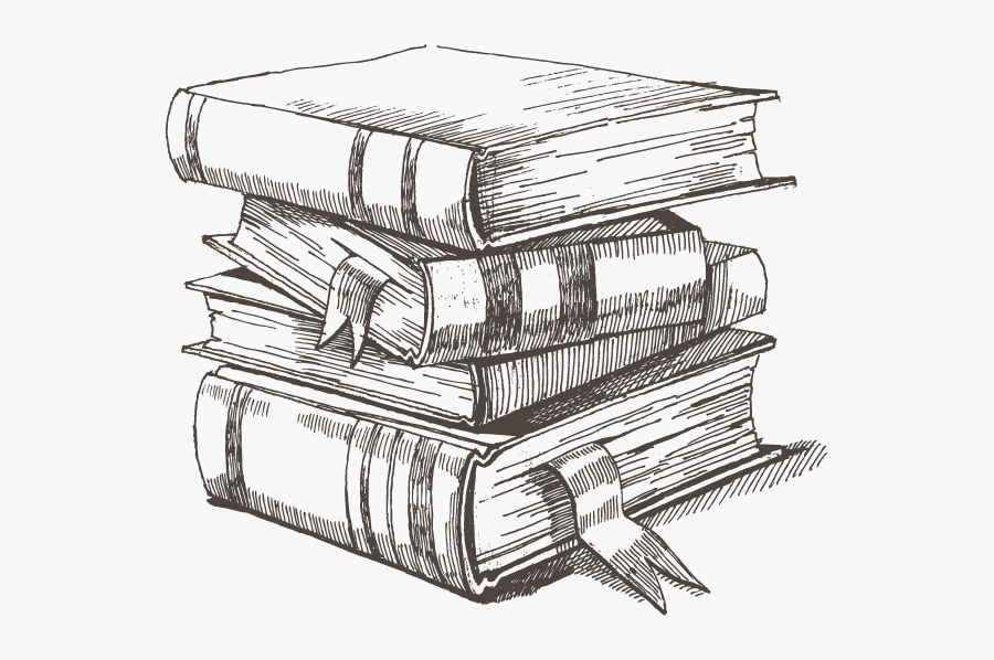 Drawn Book Anime Stack - Black And White Stack Of Books, Transparent Clipart