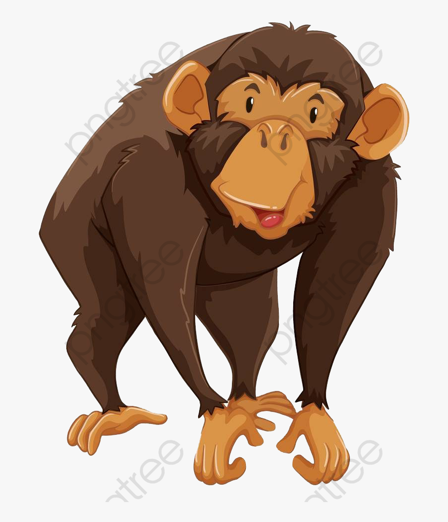 Standing Gorilla - Gibbon Cartoon, Transparent Clipart