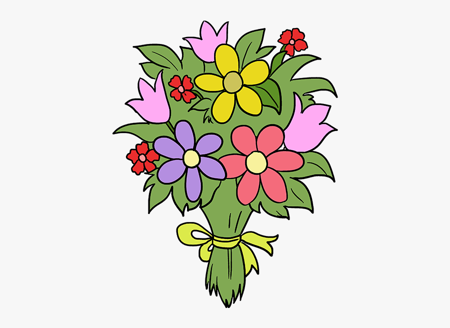 How To Draw A Flower Bouquet - Easy Bouquet Of Flower Drawing, Transparent Clipart