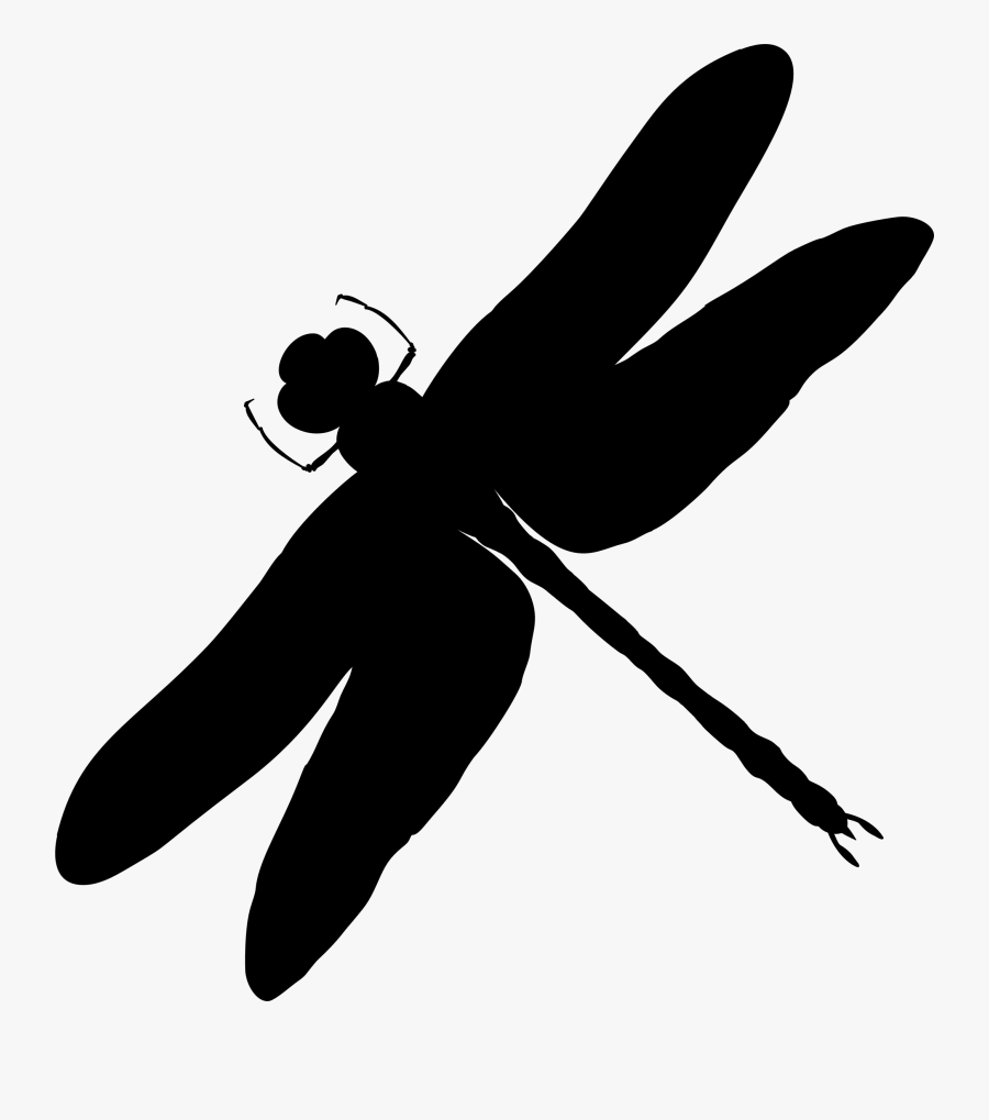 Silhouette,monochrome Photography,pollinator - Black Dragonfly Silhouette, Transparent Clipart