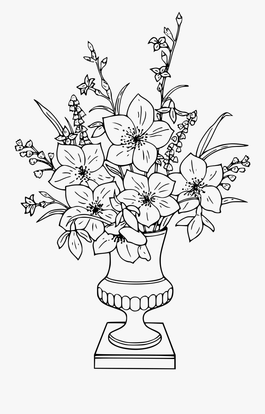 Vase Of Flowers Coloring Page, Transparent Clipart