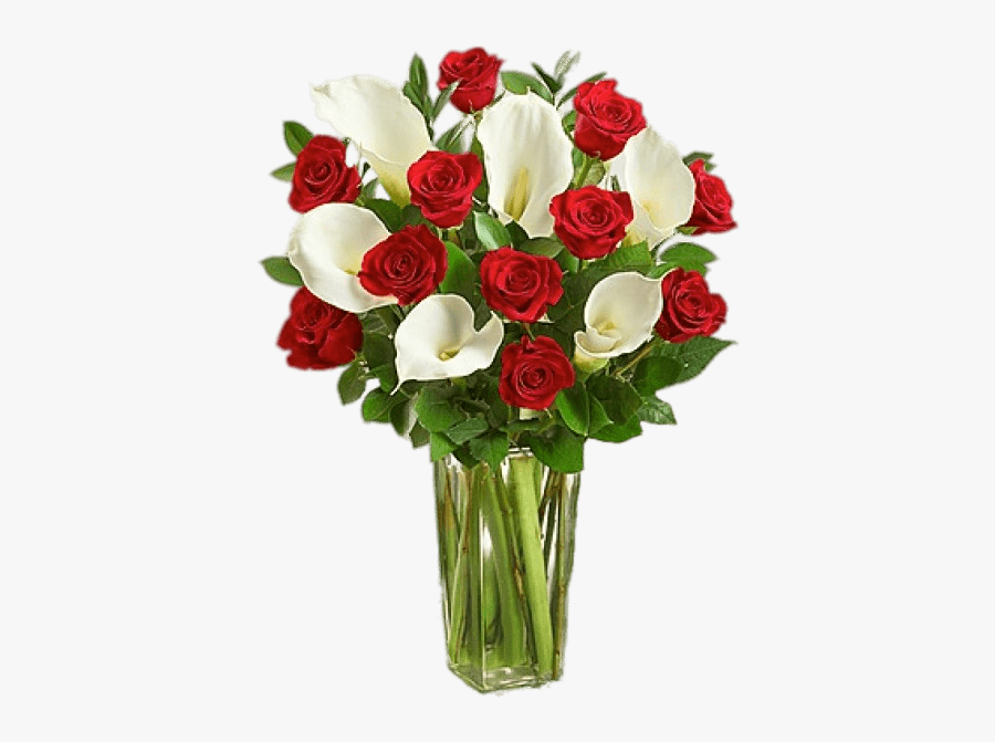 Red Roses And White Calla Lillies Bouquet Clip Arts - Roses With Calla Lilies Bouquet, Transparent Clipart