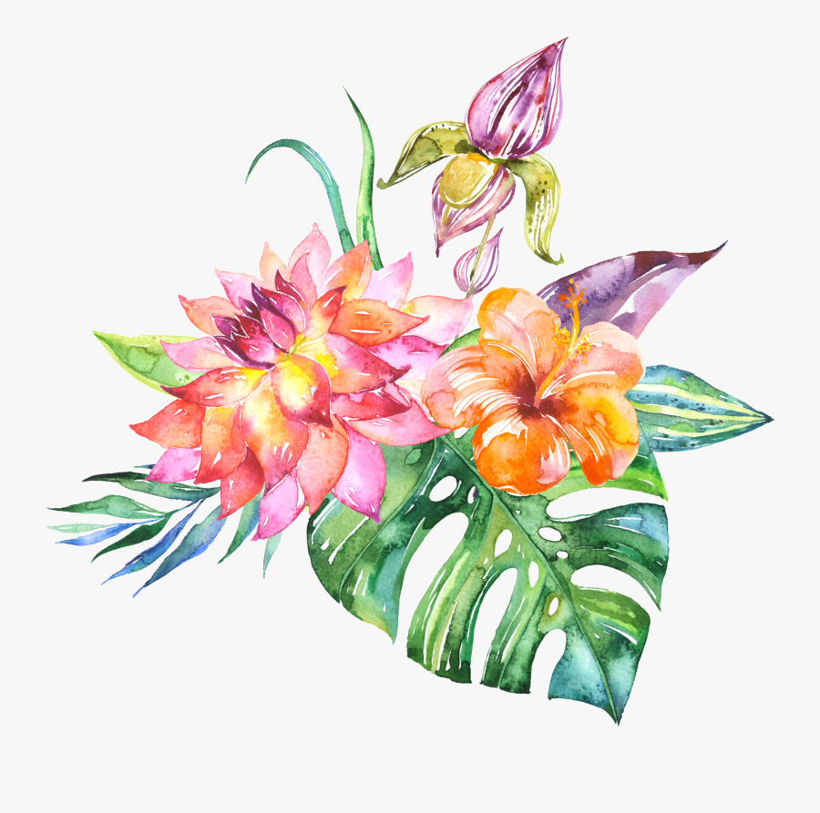 Wedding Invitation Cut Flowers Watercolor Painting - Png Transparent Watercolor Flower, Transparent Clipart