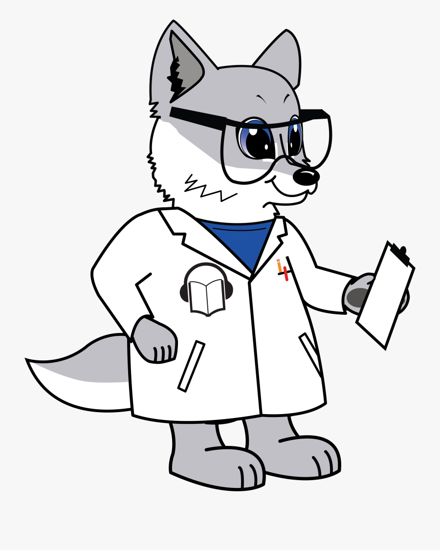 Wolfie Wearing A White Lab Coat, Safety Glasses, And, Transparent Clipart