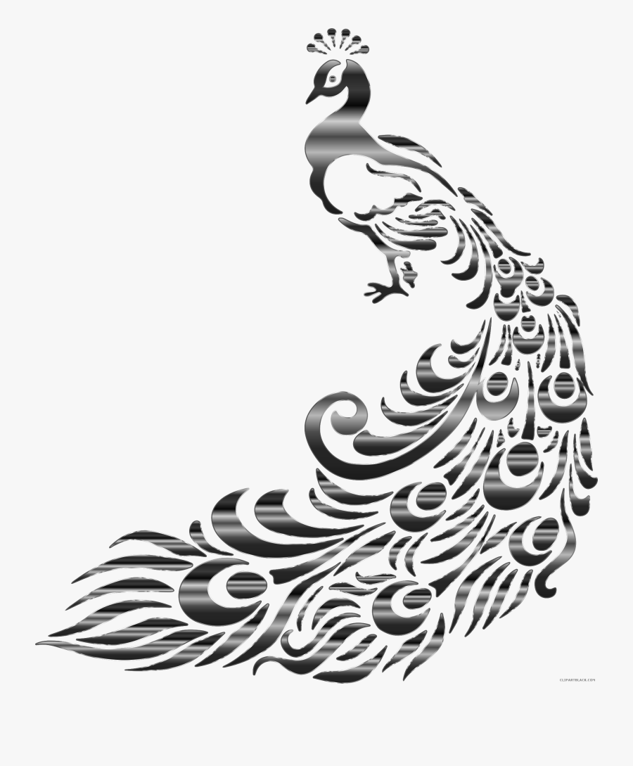 Animal Clipart Peacock - Black And White Peacock Painting, Transparent Clipart