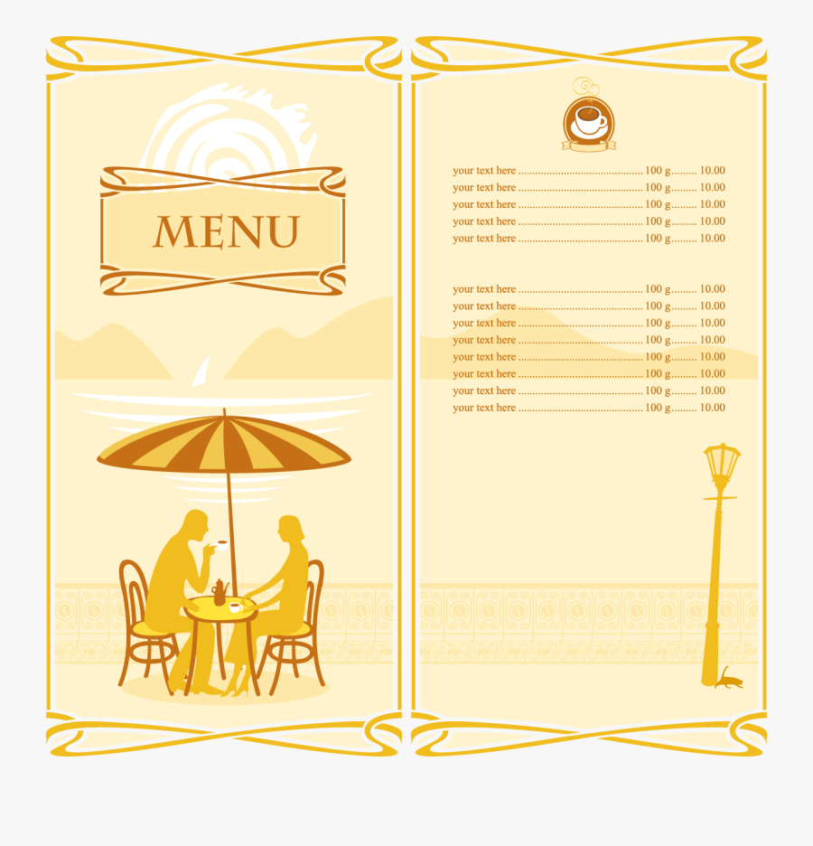 Clip Art Cafe Cartoon Silhouette Material - Background Transparent Background Menu Design Png, Transparent Clipart