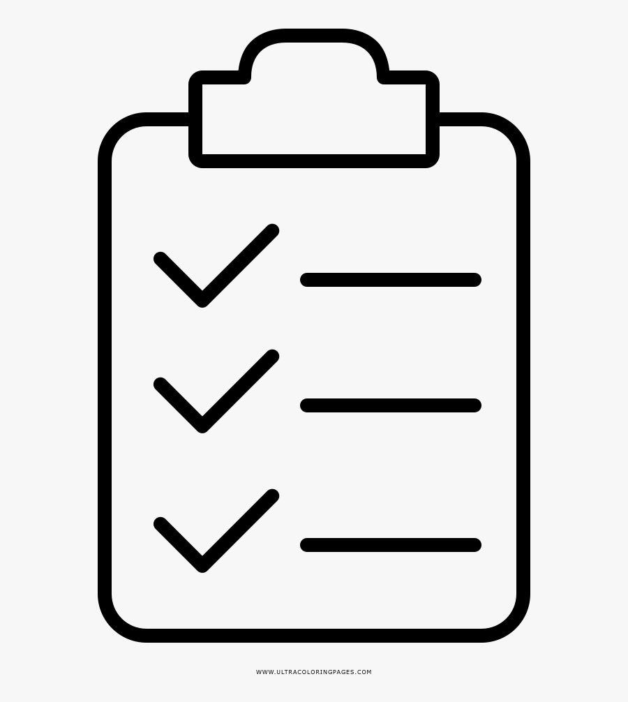 Clipboard Coloring Page - Clipboard Icon White Background, Transparent Clipart