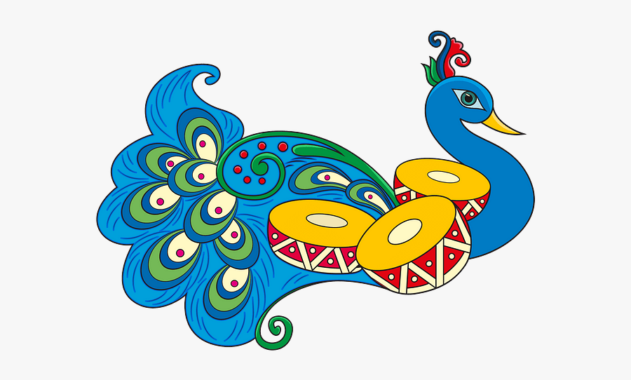 Peacock Clipart Rangoli - Illustration, Transparent Clipart