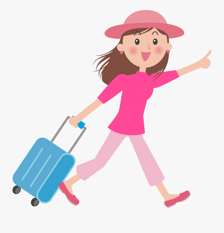 Luggage Clipart Lady - Girl With Luggage Clipart, Transparent Clipart