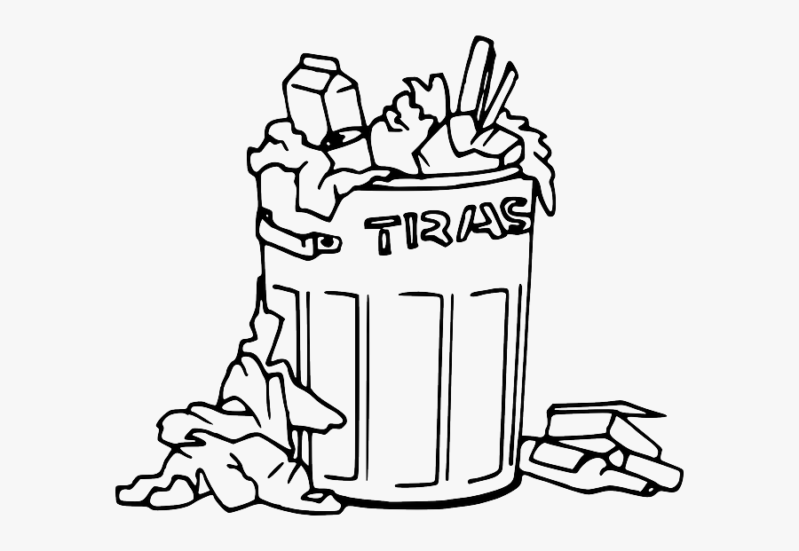 Collection Of Trash - Trash Can Clipart Black And White, Transparent Clipart