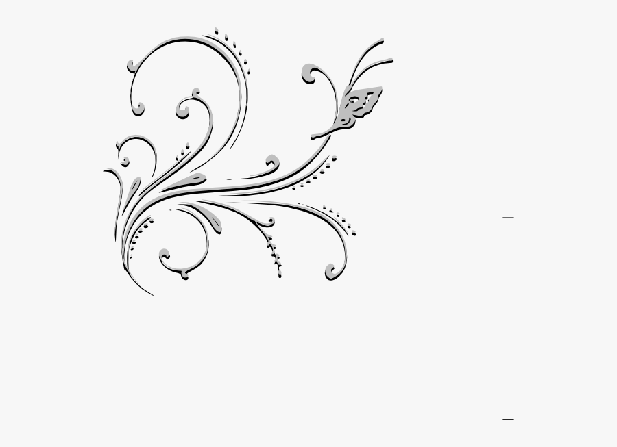 Large Butterfly Border Design Black And White, Transparent Clipart