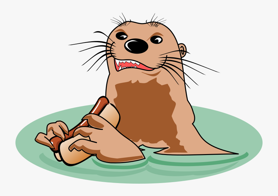 Otter With Hot Dog - Otter Eating A Hot Dog, Transparent Clipart