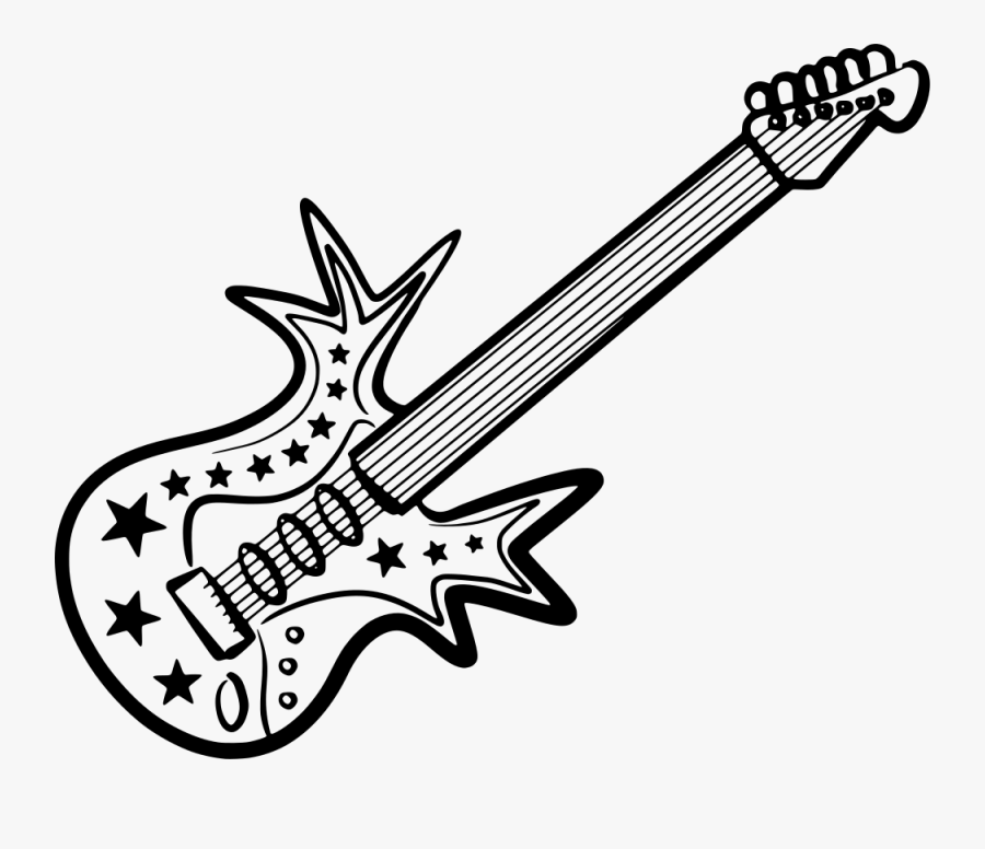 Guitar - Line Art, Transparent Clipart