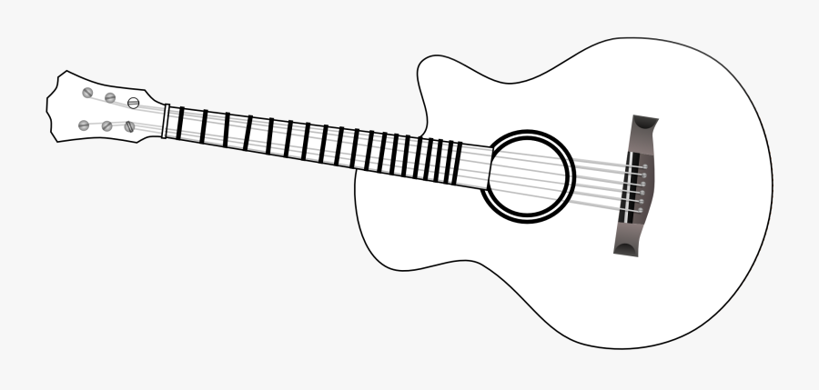 Guitar Outline Clip Art Black And White - Acoustic Guitar, Transparent Clipart