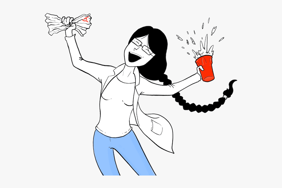 Stress Free Student Celebrating Thanks To Shovel Study - Illustration, Transparent Clipart