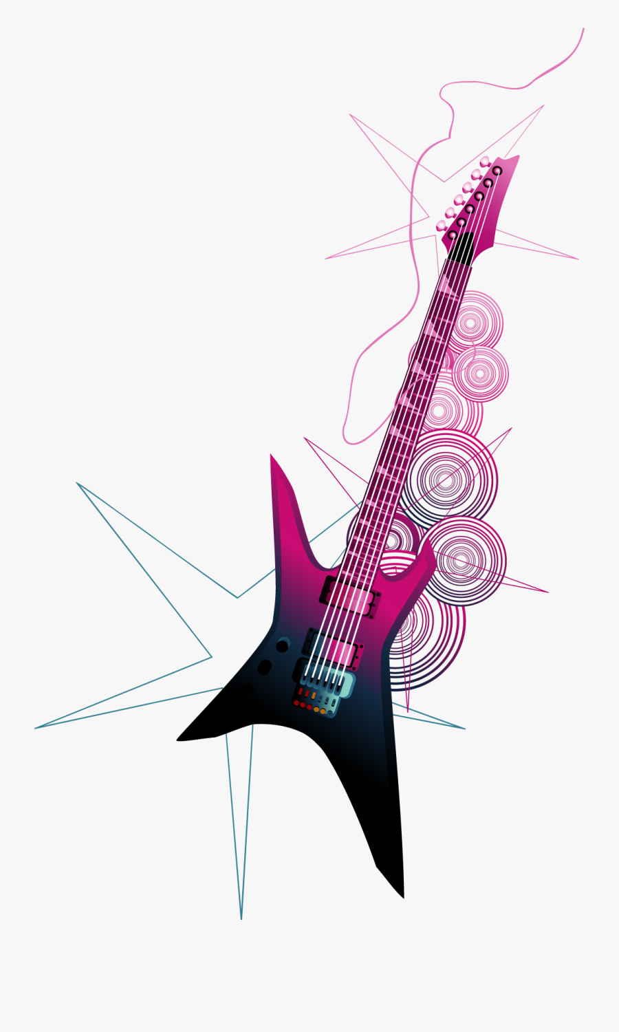 Guitar Painted Vector Electric Free Download Png Hd - Guitar, Transparent Clipart