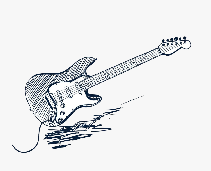 Sketch Electric Guitar Vector Graphics Drawing Clipart - Sketch Electric Guitar Drawing, Transparent Clipart
