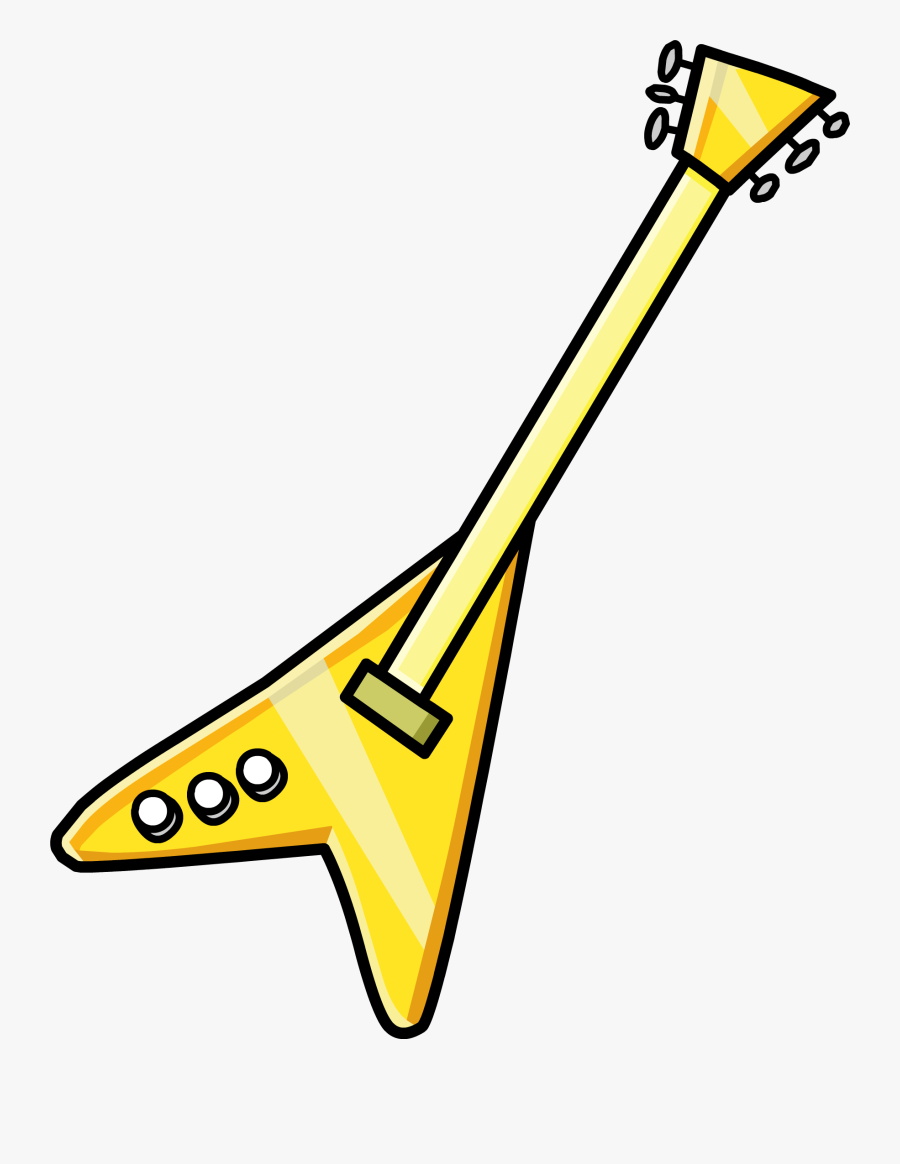 Gold Electric Guitar - Club Penguin Guitar, Transparent Clipart