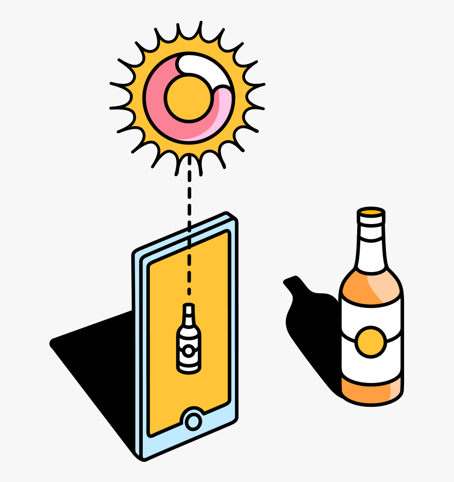 A Mobile Phone With A Notification Beside A Beer Bottle - Illustration, Transparent Clipart