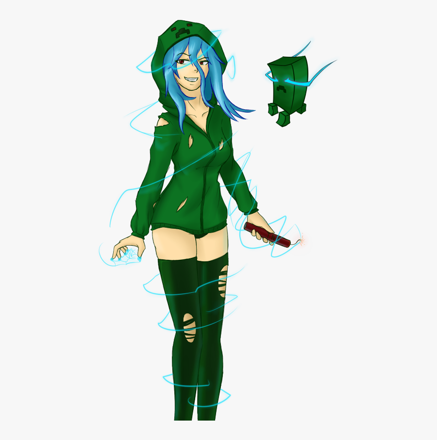 Minecraft Charge Creeper Girl, Transparent Clipart