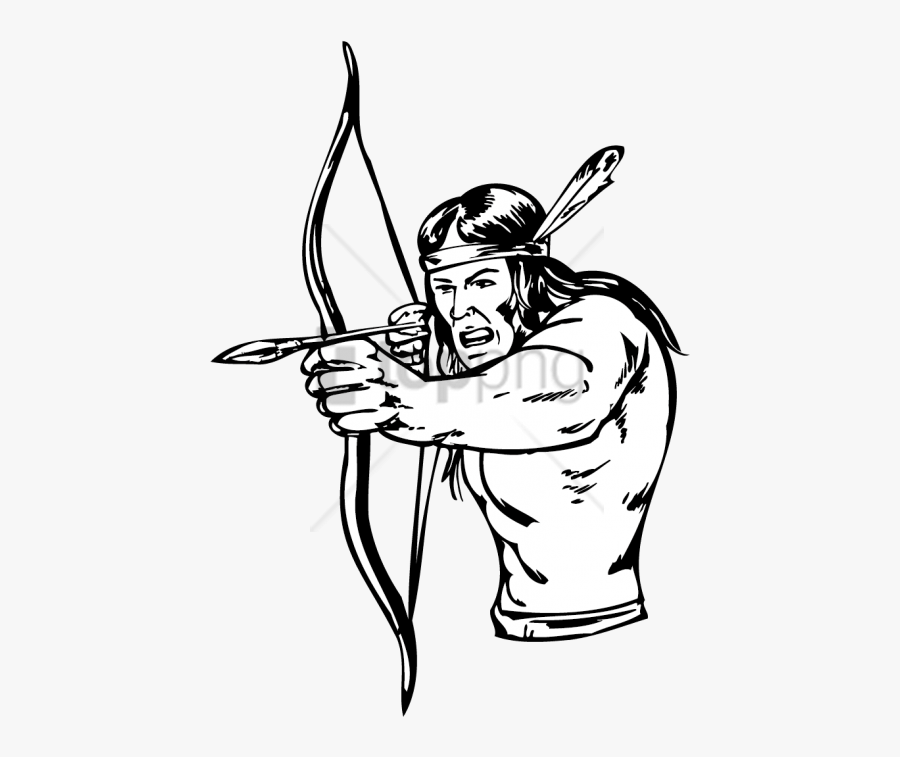 Native American Bow And Arrow Drawing Png Image With - Native American Shooting Bow And Arrow, Transparent Clipart