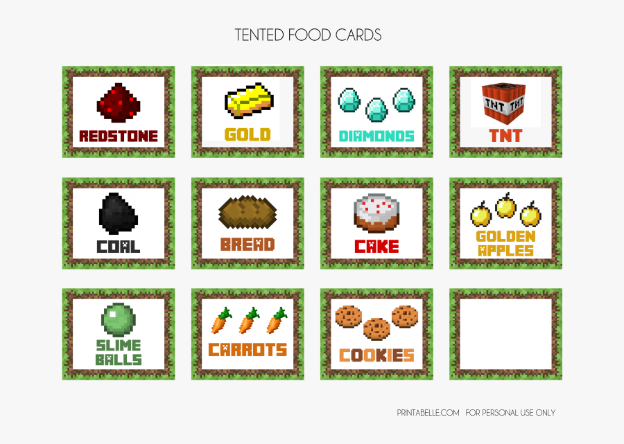 Free Minecraft Printables - Minecraft Birthday Party Printables, Transparent Clipart