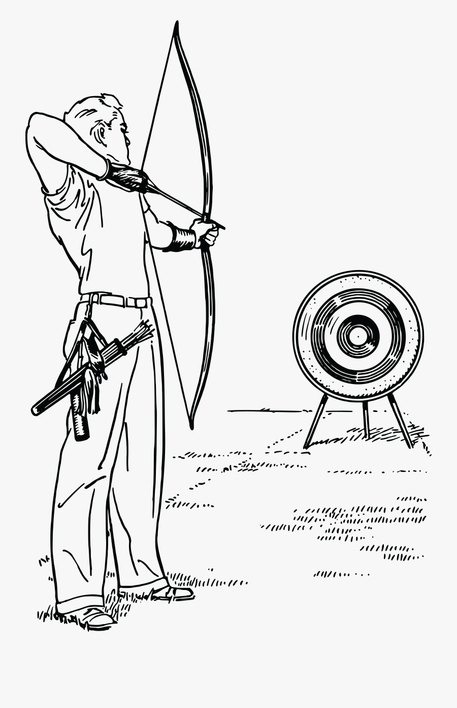 Free Clipart Of A Black And White Male Archer - Archery Clipart Black And White, Transparent Clipart