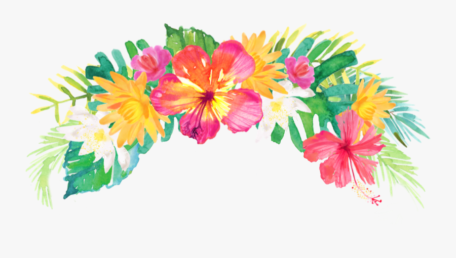#tropical #summer #palm #flowers #flowercrown #headband - Transparent Background Tropical Flowers Png, Transparent Clipart