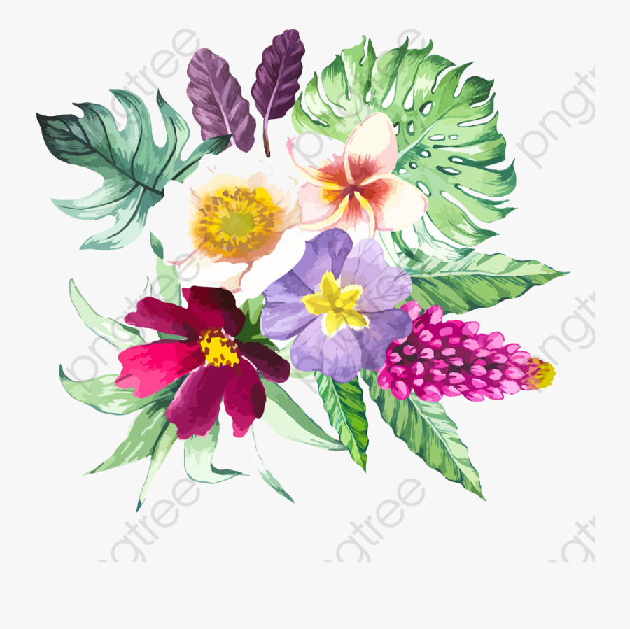Beautiful Floral Watercolor Flowers - Clipart Floral Watercolor, Transparent Clipart