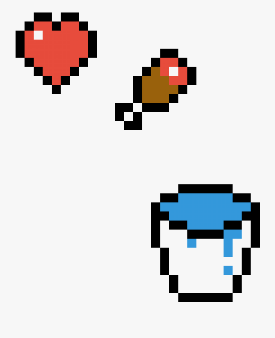 Minecraft Heart Hunger And Water Bucket - Minecraft Bukkit, Transparent Clipart